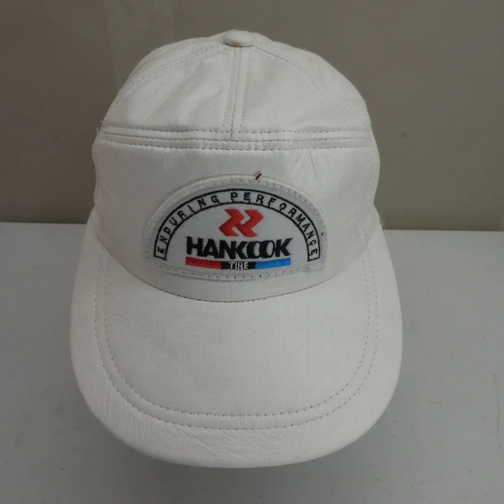 Vintage Hankook Tire Enduring Performance Snapback Hat White Polyethylene Korea